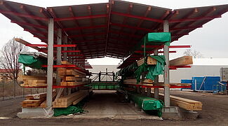 Estantería cantilever con techo